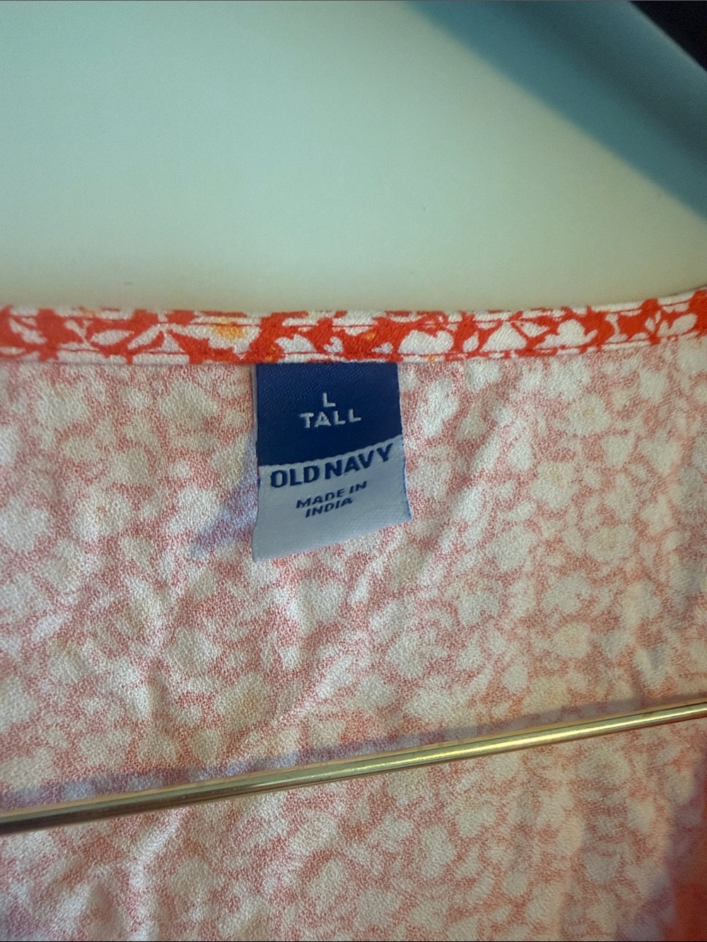 Old Navy Women’s Orange & White Floral Button Front Dress Sz Large Tall - Picture 3 of 6